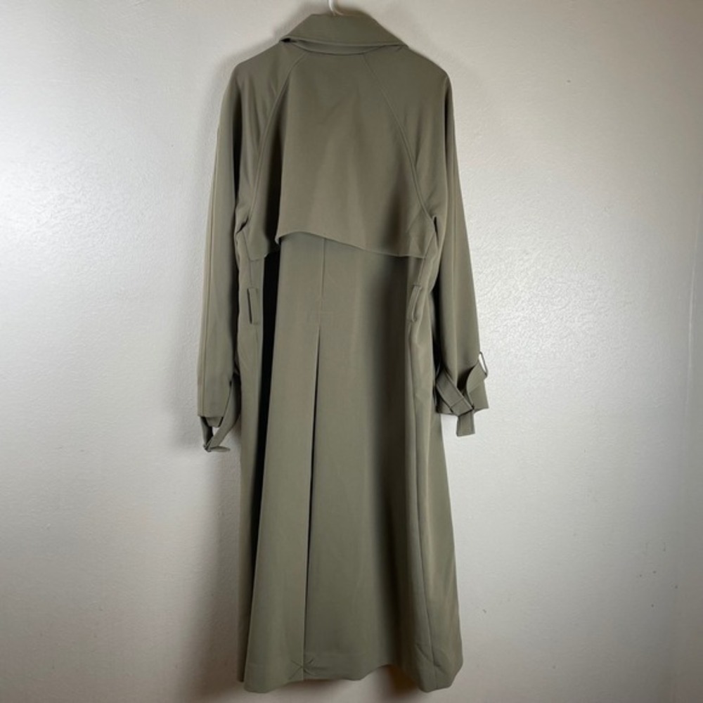 OAK + FORT Long Trench Coat Khaki Double Breasted Women's M - Picture 5 of 8